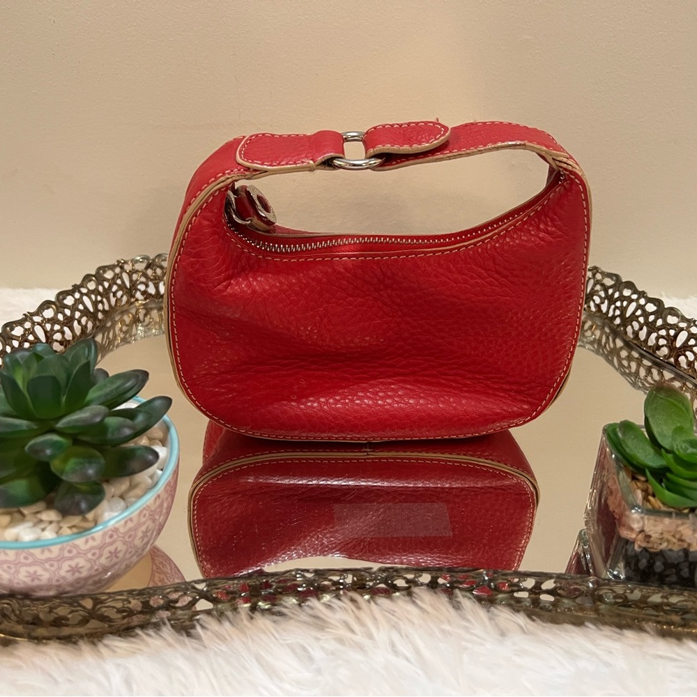 Cole Haan red leather small makeup bag, inside is new